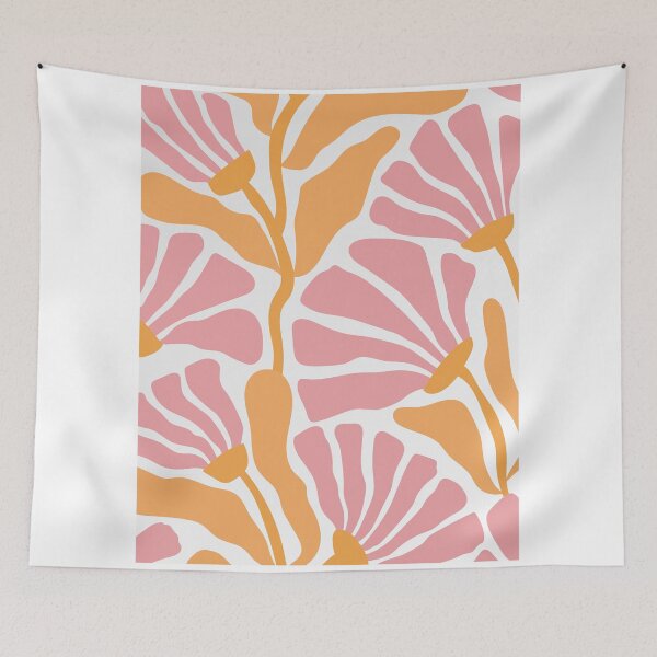 Item preview, Groovy Seamless Flower Pattern | Retro Floral Design in Soft Orange & Pink | Summer Fabric, Wallpaper & Home Decor | Vintage Floral Print designed and sold by PureHopeStudio.