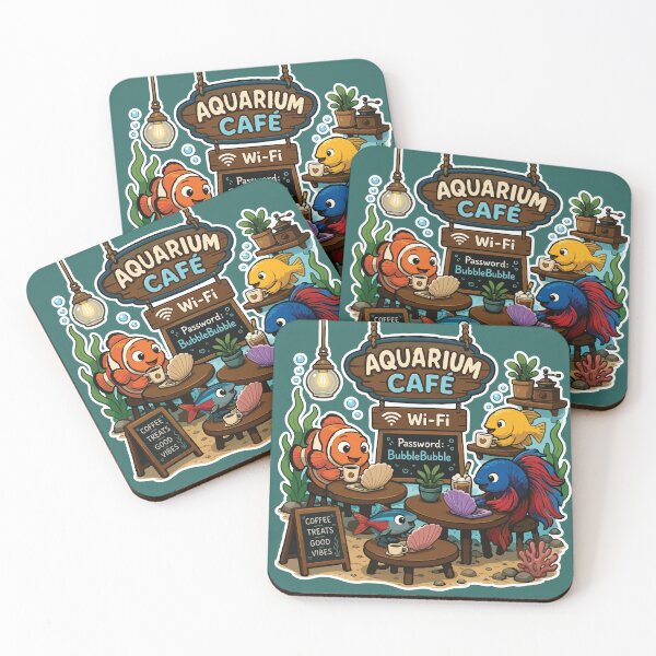 Item preview, Funny Aquarium Café Fish Coffee Shop designed and sold by SimplePoDesign.