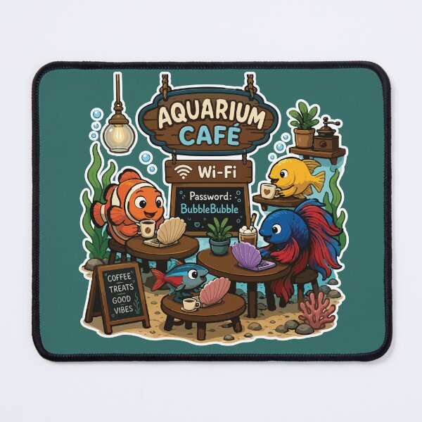 Item preview, Funny Aquarium Café Fish Coffee Shop designed and sold by SimplePoDesign.