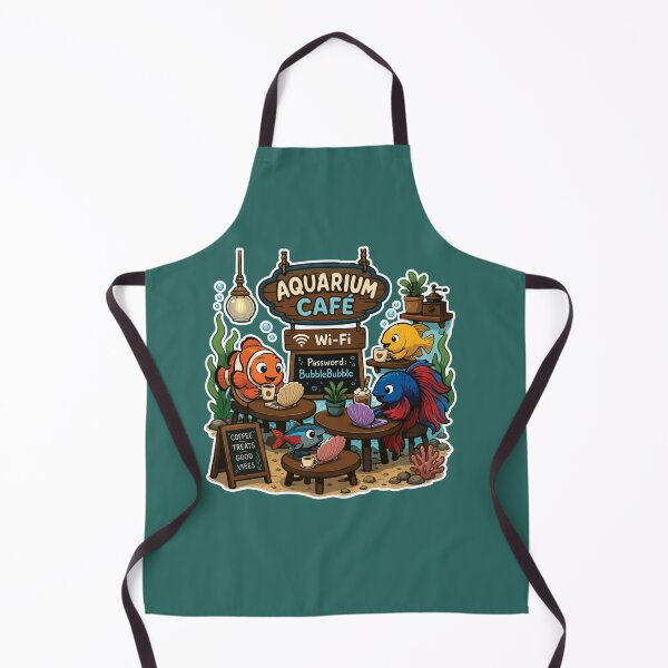 Item preview, Funny Aquarium Café Fish Coffee Shop designed and sold by SimplePoDesign.