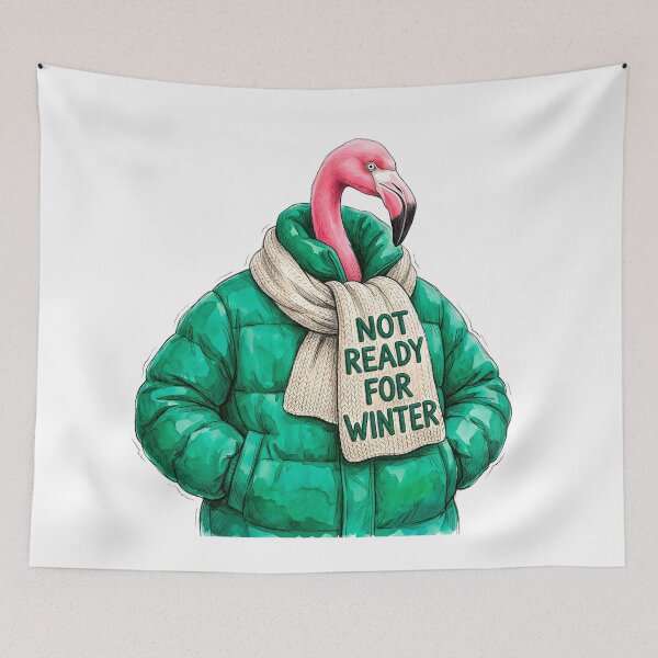 Item preview, Not Ready for Winter - Funny Flamingo in Puffer Jacket Art designed and sold by SoulPT.