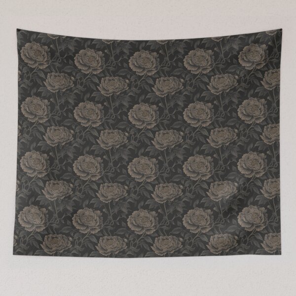 Item preview, Moody Antique Charcoal Peony Floral Pattern designed and sold by NSB-Design.