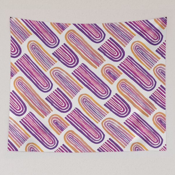 Item preview, Purple & Orange Watercolour Arch Stripe Pattern | Retro Geometric Art designed and sold by Twisted-Type-Co.