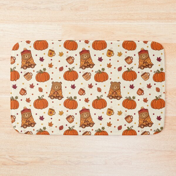 Item preview, Cozy Autumn Bear & Pumpkin Seamless Pattern | Fall Leaves, Tea Cups & Cozy Vibes Digital Design designed and sold by romyca creation_22.