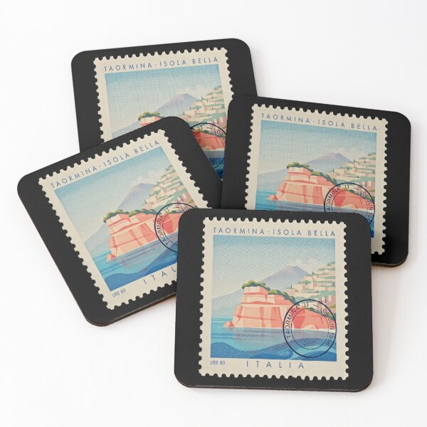 Item preview, Taormina Sicily Isola Bella Postage Stamp Travel Sticker designed and sold by stickercuffs.