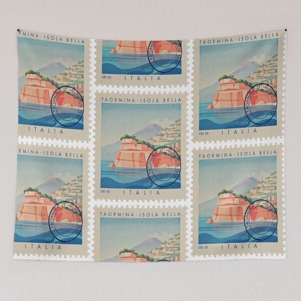 Item preview, Taormina Sicily Isola Bella Postage Stamp Travel Sticker designed and sold by stickercuffs.