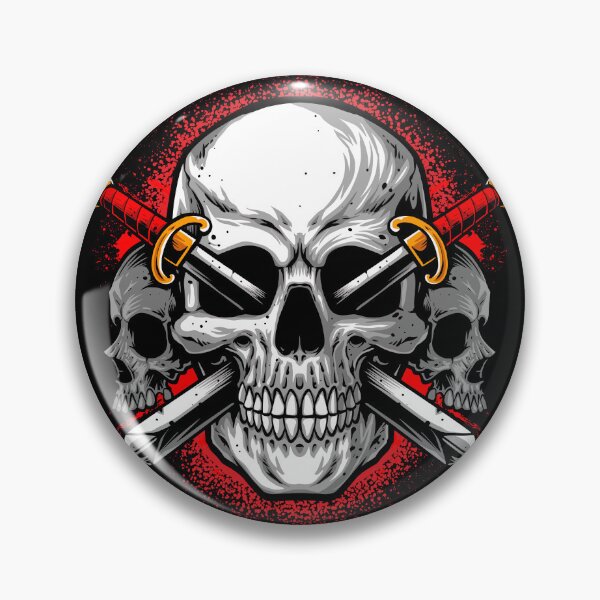 Item preview, Triple Skull Crossed Daggers Gothic Pirate Dark Tattoo Style Art Red Splatter designed and sold by DERA RAY.