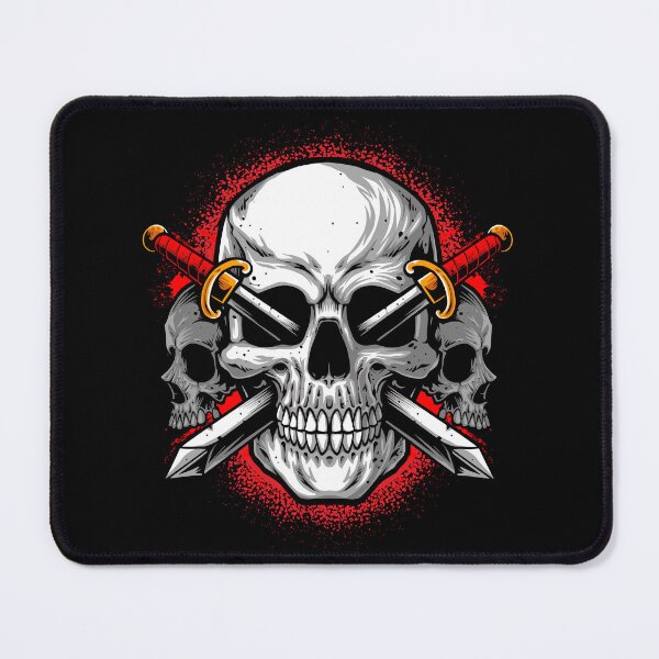 Item preview, Triple Skull Crossed Daggers Gothic Pirate Dark Tattoo Style Art Red Splatter designed and sold by DERA RAY.