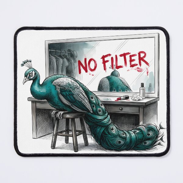 Item preview, No Filter - Funny Peacock at Vanity Mirror Watercolor Art designed and sold by SoulPT.