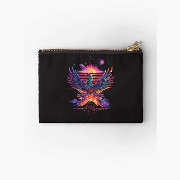 Item preview, phoenix rising in neon fire – retro rebirth poster designed and sold by RetroWaveArtCo.