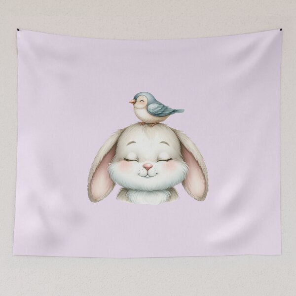 Item preview, Sweet Baby Bunny Rabbit with Blue Bird  designed and sold by VibeShift Studio.