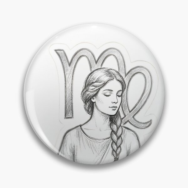 Item preview, Virgo Maiden Braid Pencil Sketch Minimalist Zodiac Art designed and sold by Zodiac Celestial Art.