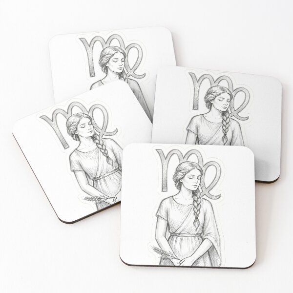 Item preview, Virgo Maiden Braid Pencil Sketch Minimalist Zodiac Art designed and sold by Zodiac Celestial Art.