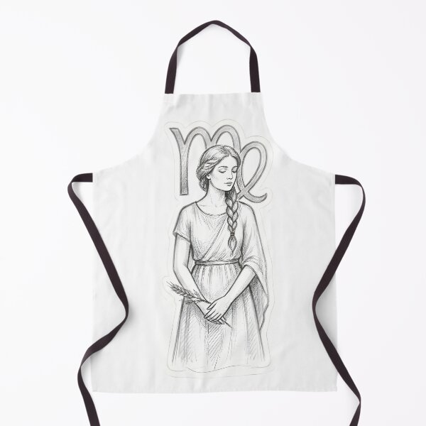 Item preview, Virgo Maiden Braid Pencil Sketch Minimalist Zodiac Art designed and sold by Zodiac Celestial Art.