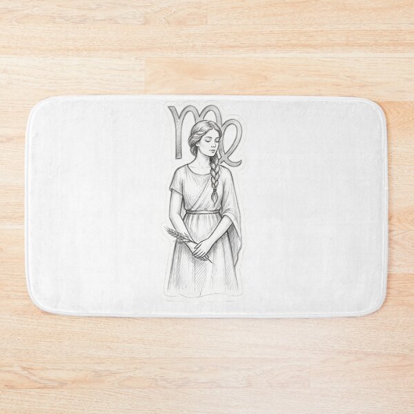 Item preview, Virgo Maiden Braid Pencil Sketch Minimalist Zodiac Art designed and sold by Zodiac Celestial Art.