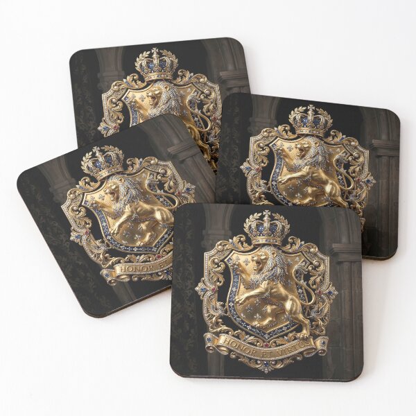 Item preview, Golden Lion Crest Diamond Sapphire Medieval Heraldry designed and sold by LuisWorks.
