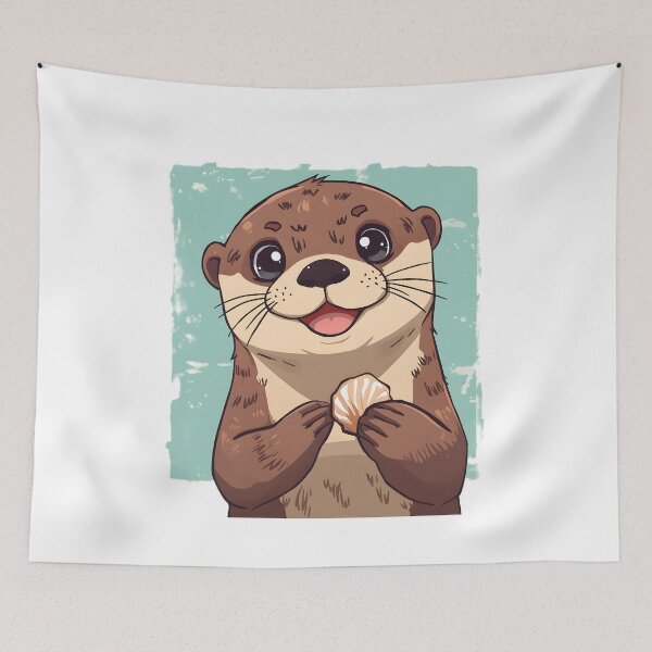 Item preview, Cute Kawaii Otter Sticker | Adorable Smiling Sea Otter Cartoon Illustration designed and sold by dreamz-world.