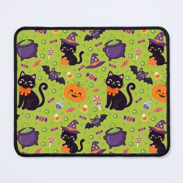 Item preview, Cute Black Cat Halloween Seamless Pattern | Kawaii Witch Cats, Bats, Pumpkins & Candy designed and sold by romyca creation_22.