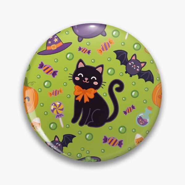 Item preview, Cute Black Cat Halloween Seamless Pattern | Kawaii Witch Cats, Bats, Pumpkins & Candy designed and sold by romyca creation_22.