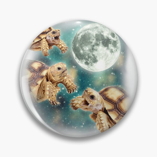Item preview, Three Tortoises Howl at Moon Wildlife Mountain Turtle Meme T-Shirt designed and sold by JJLetterDesigns.
