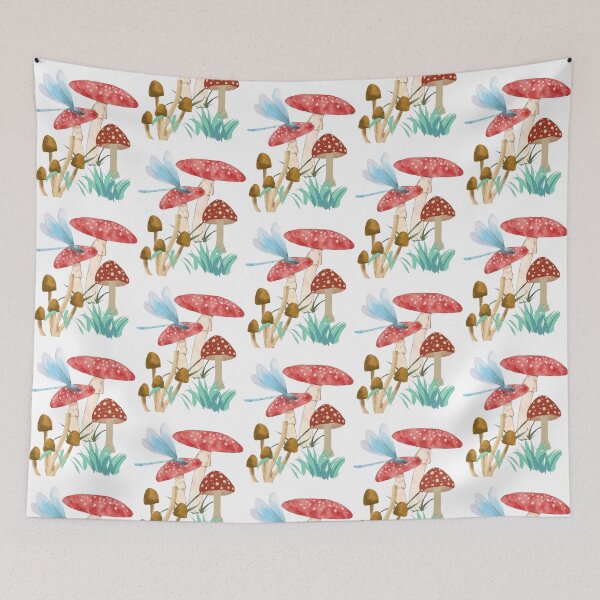 Item preview, Whimsical Mushroom and Dragonfly Illustration designed and sold by EdgeSphere.