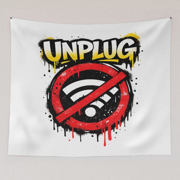 Item preview, UNPLUG stencil street art dizajn designed and sold by UrbanStatic.