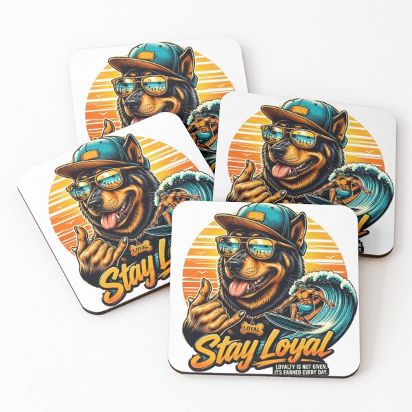 Item preview, Stay Loyal Surf Dog Sunset – Loyalty Quote Beach Illustration designed and sold by PixelStyle Studio.
