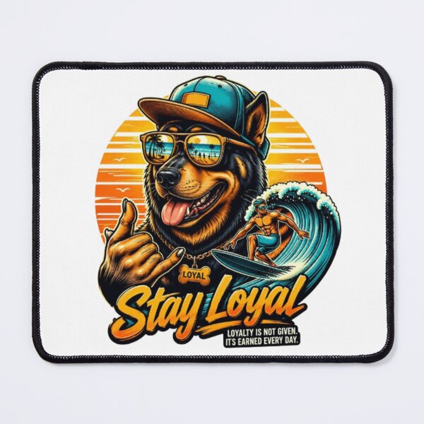 Item preview, Stay Loyal Surf Dog Sunset – Loyalty Quote Beach Illustration designed and sold by PixelStyle Studio.