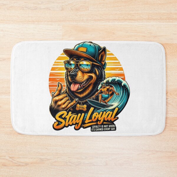 Item preview, Stay Loyal Surf Dog Sunset – Loyalty Quote Beach Illustration designed and sold by PixelStyle Studio.