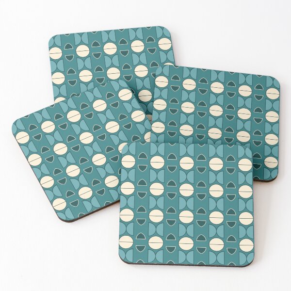 Item preview, Retro Teal and Cream Geometric Repeat Pattern designed and sold by Anna Studio Co.