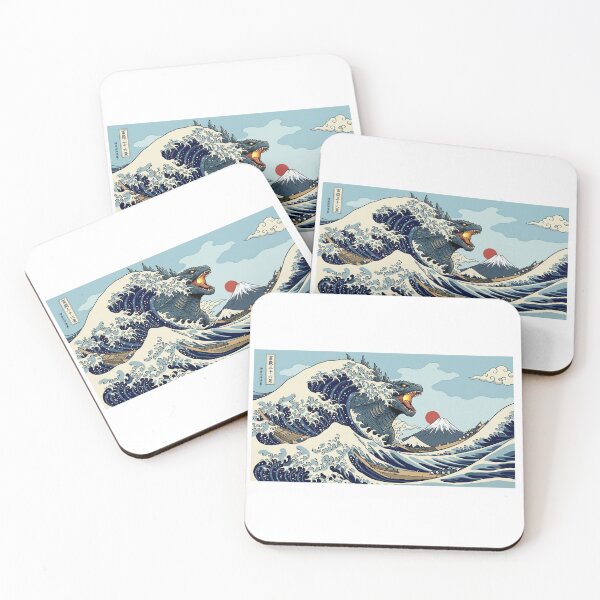 Item preview, The Great Kaiju Wave - Epic Hokusai Monster Parody designed and sold by SAMURAI-KAMON.
