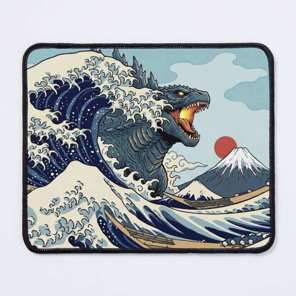 Item preview, The Great Kaiju Wave - Epic Hokusai Monster Parody designed and sold by SAMURAI-KAMON.