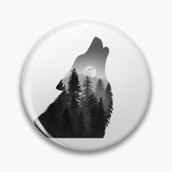 Item preview, Double Exposure Howling Wolf Forest and Full Moon Art designed and sold by ByKayaPrints.