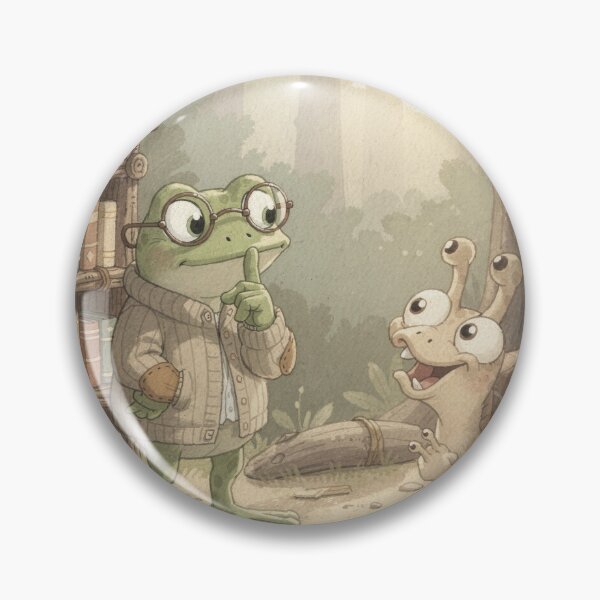 Item preview, Frog Librarian Shushing a Snail designed and sold by PictorialWhimsy.