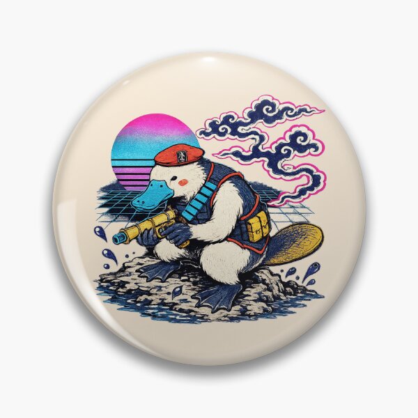 Item preview, Neon Ukiyo‑E Platypus Commando designed and sold by KungPowUnicorn.
