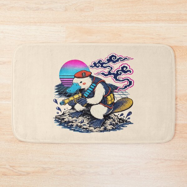 Item preview, Neon Ukiyo‑E Platypus Commando designed and sold by KungPowUnicorn.