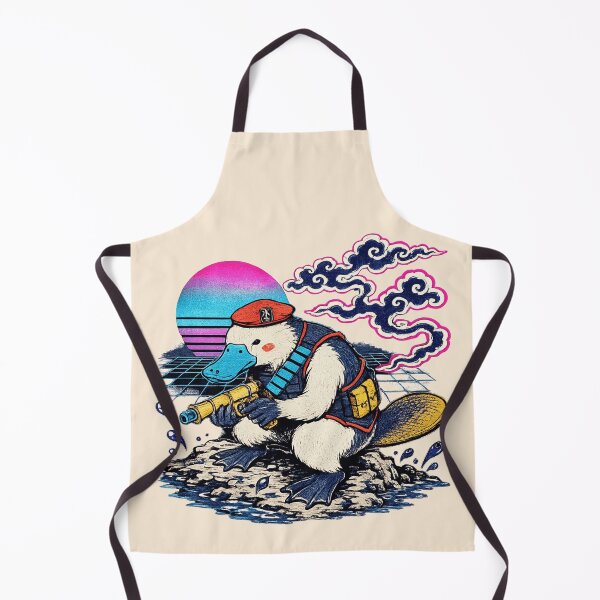 Item preview, Neon Ukiyo‑E Platypus Commando designed and sold by KungPowUnicorn.