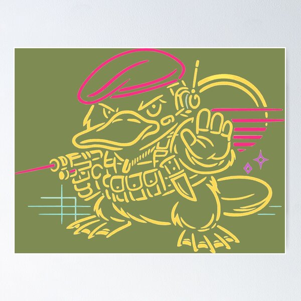 Item preview, Minimalist Synthwave Platypus Commando designed and sold by KungPowUnicorn.