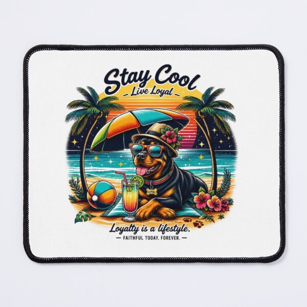 Item preview, Stay Cool Live Loyal – Tropical Beach Dog Sunset | Loyalty Quote designed and sold by PixelStyle Studio.