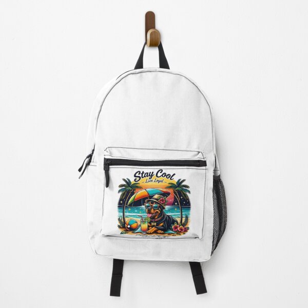 Item preview, Stay Cool Live Loyal – Tropical Beach Dog Sunset | Loyalty Quote designed and sold by PixelStyle Studio.