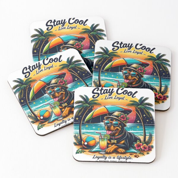 Item preview, Stay Cool Live Loyal – Tropical Beach Dog Sunset | Loyalty Quote designed and sold by PixelStyle Studio.