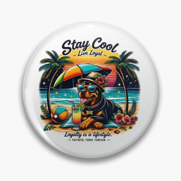Item preview, Stay Cool Live Loyal – Tropical Beach Dog Sunset | Loyalty Quote designed and sold by PixelStyle Studio.