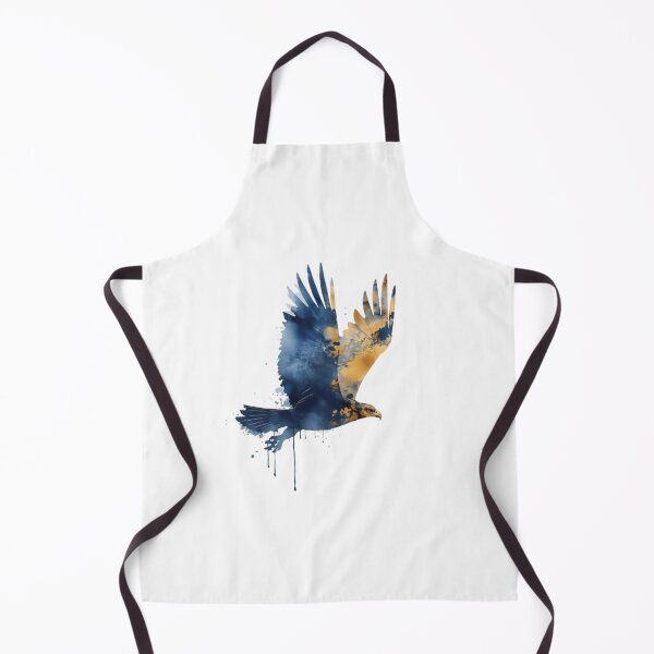 Item preview, Navy Blue and Gold Watercolor Flying Eagle Art designed and sold by ByKayaPrints.