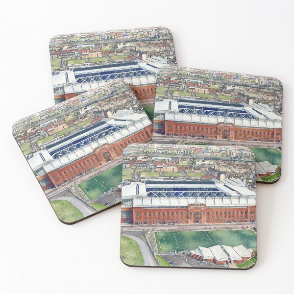 Item preview, Historic Ibrox Stadium Glasgow Watercolour Aerial Art Print designed and sold by ArtworkNorth.