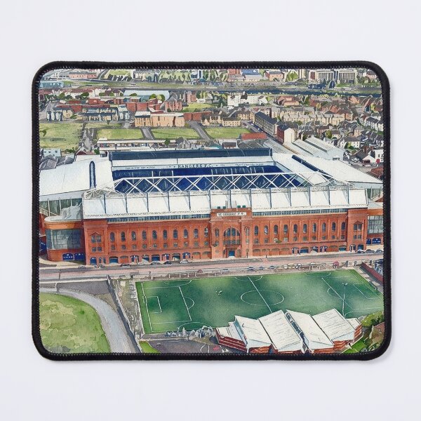 Item preview, Historic Ibrox Stadium Glasgow Watercolour Aerial Art Print designed and sold by ArtworkNorth.