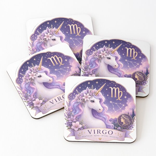 Item preview, Virgo Unicorn Galaxy Floral Practical Kind Zodiac Art designed and sold by Zodiac Celestial Art.