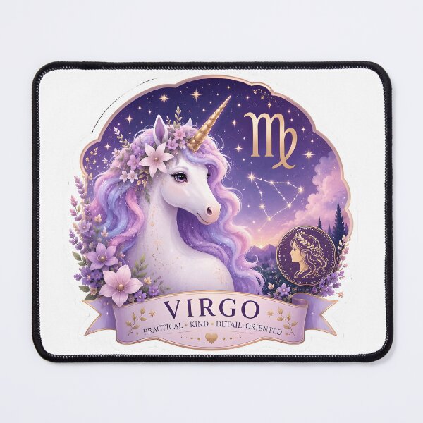 Item preview, Virgo Unicorn Galaxy Floral Practical Kind Zodiac Art designed and sold by Zodiac Celestial Art.