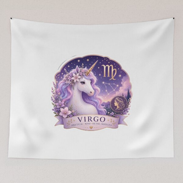 Item preview, Virgo Unicorn Galaxy Floral Practical Kind Zodiac Art designed and sold by Zodiac Celestial Art.