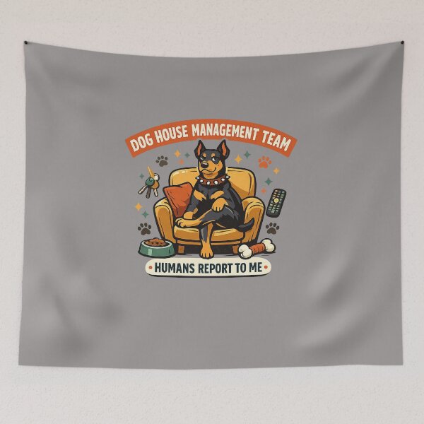 Item preview, Dog House Management Team Doberman Humor designed and sold by Concrete Coffee Studio.