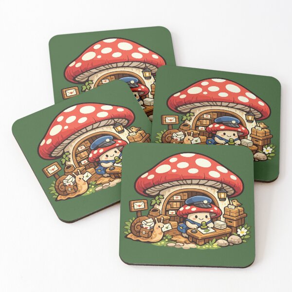 Item preview, Cute Mushroom Post Office Cozy Fantasy Mail Carrier Illustration designed and sold by SimplePoDesign.